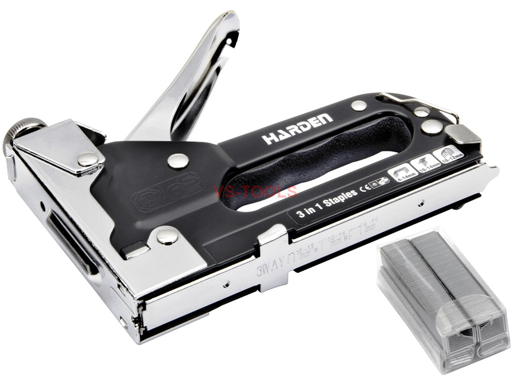 Heavy Duty Chrome 3 Way Stapler Staple Gun Nailer Crown UShape